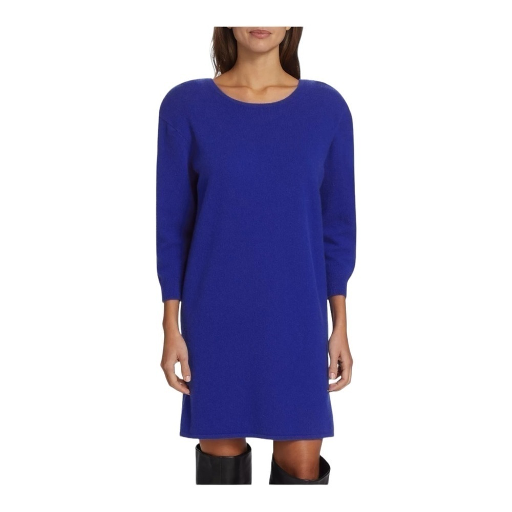 Frame Strong Shoulder Cashmere Minidress in Ultramarine NWT